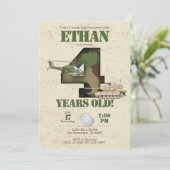 Uitnodiging leger - 4e verjaardag Uitnodiging (Staand voorkant)