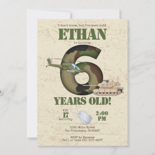 Uitnodiging leger - 6e verjaardag Uitnodiging