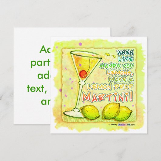 Uitnodiging - Lemon Drop Martini (Voorkant / Achterkant)