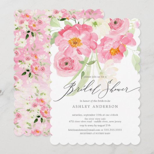 Uitnodiging lente bloesems Floral Bridal (Voorkant / Achterkant)