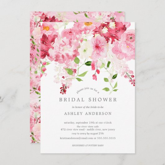 Uitnodiging lente bloesems Floral Bridal (Voorkant / Achterkant)