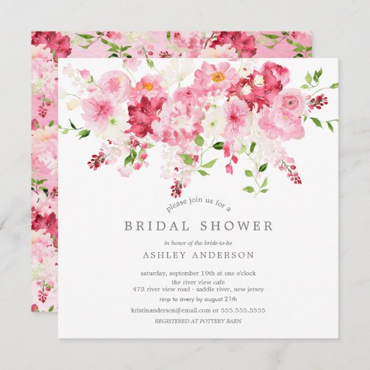 Uitnodiging lente bloesems Floral Bridal (Voorkant / Achterkant)