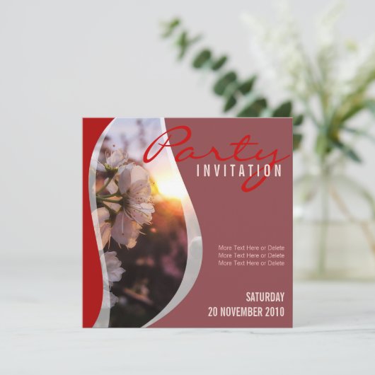 Uitnodiging lente bloesems Flower Party (Staand voorkant)