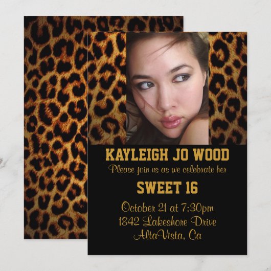 Uitnodiging Leopard Party (Voorkant / Achterkant)