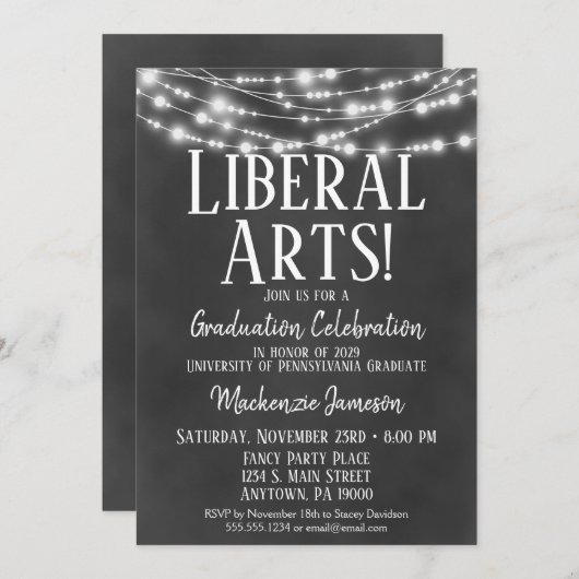 Uitnodiging liberale partij voor kunstacademie (Voorkant / Achterkant)