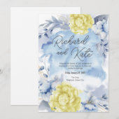 Uitnodiging LICHTBLAUW EN STOFFIG GEEL (Voorkant / Achterkant)