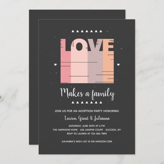 Uitnodiging liefdesadoptiepartij (Voorkant / Achterkant)