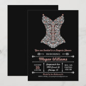 Uitnodiging lingeriefeest op zwart (Voorkant / Achterkant)