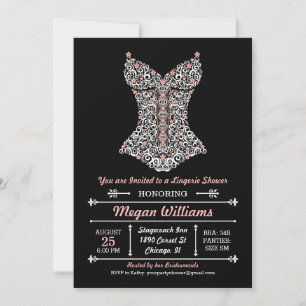 Uitnodiging lingeriefeest op zwart