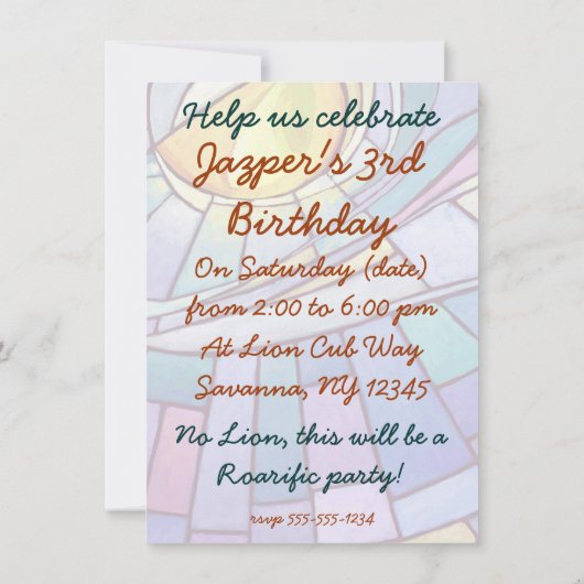 Uitnodiging Lion Cubs Party (Achterkant)