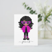 Uitnodiging Little Fashion Black Girl-feestje (Staand voorkant)