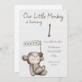 Uitnodiging Little Monkey Party (Voorkant / Achterkant)