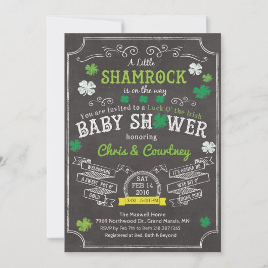 Uitnodiging Little Shamrock Baby Shower (Voorkant)