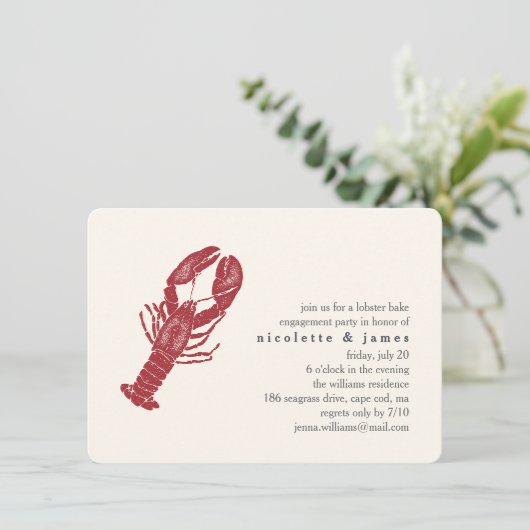 Uitnodiging  Lobster Bake Engagement Party (Staand voorkant)