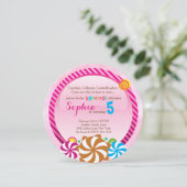 Uitnodiging Lollipop - Uitnodiging Snoep Land (Staand voorkant)