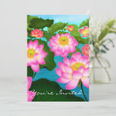 Uitnodiging Lotus Flowers Party (Staand voorkant)