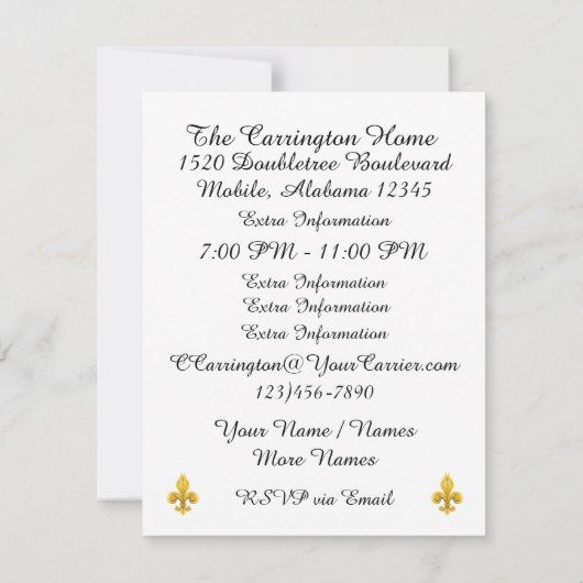 Uitnodiging Louisiana-feestje (Achterkant)