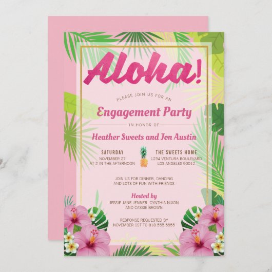 Uitnodiging Luau Engagement Party (Voorkant / Achterkant)