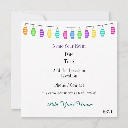 Uitnodiging Luau / Strand Bruiloft Feest (Achterkant)