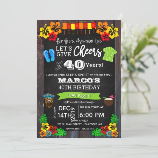 Uitnodiging Luau, uitnodiging Luau Birthday (Staand voorkant)