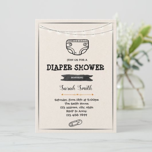 Uitnodiging luierfeest (Staand voorkant)