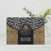 Uitnodiging Luipaard Zwart Wit Koeienprint (Staand voorkant)