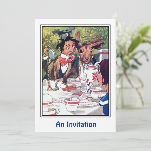 Uitnodiging: Mad Hatter's Tea Party Kaart (Staand voorkant)
