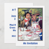 Uitnodiging: Mad Hatter's Tea Party Kaart (Voorkant / Achterkant)