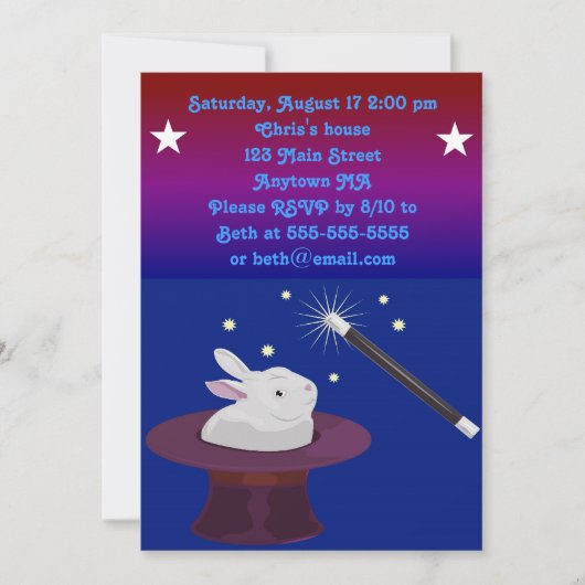 Uitnodiging Magic Birthday Party (Voorkant)
