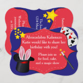Uitnodiging Magic Birthday Party (Voorkant / Achterkant)