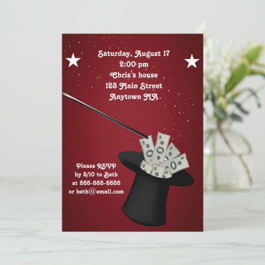 Uitnodiging Magic Birthday Party (Staand voorkant)