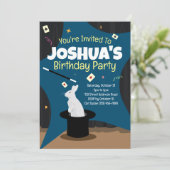 Uitnodiging Magic Birthday Party - Top Hat & Rabbi (Staand voorkant)