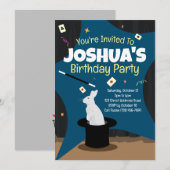 Uitnodiging Magic Birthday Party - Top Hat & Rabbi (Voorkant / Achterkant)