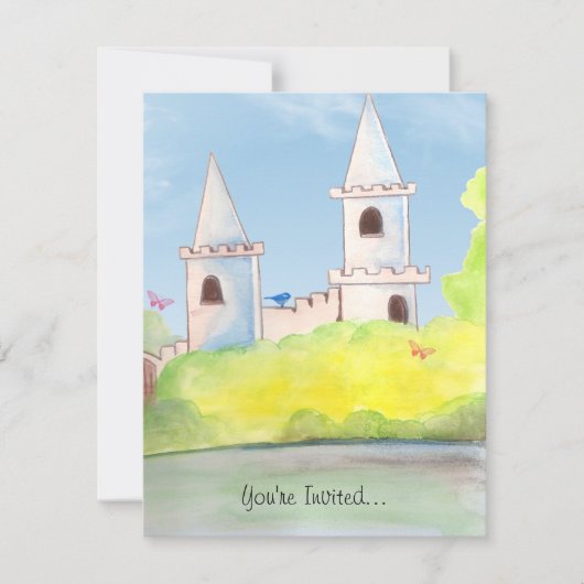 Uitnodiging Magic Castle Waterverf Party (Voorkant)