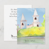 Uitnodiging Magic Castle Waterverf Party (Voorkant / Achterkant)