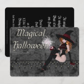 Uitnodiging Magical Halloween Witch Party (Voorkant / Achterkant)