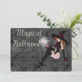 Uitnodiging Magical Halloween Witch Party (Staand voorkant)