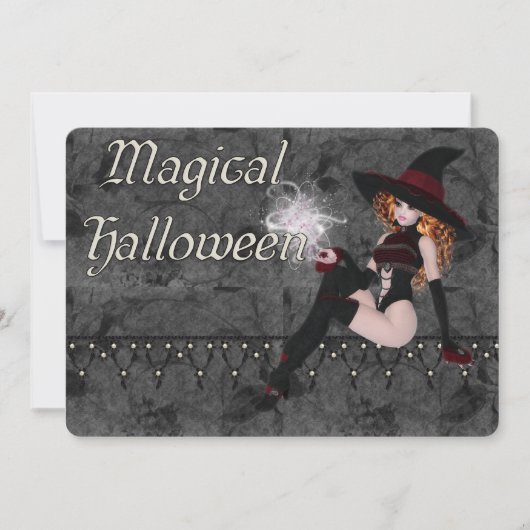 Uitnodiging Magical Halloween Witch Party (Voorkant)