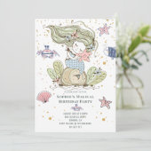 Uitnodiging Magical Mermaid Birthday Party (Staand voorkant)