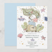 Uitnodiging Magical Mermaid Birthday Party (Voorkant / Achterkant)