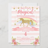 Uitnodiging Magical Rainbow Unicorn Birthday Party (Voorkant)