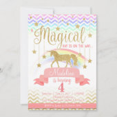 Uitnodiging Magical Rainbow Unicorn Birthday Party (Voorkant)