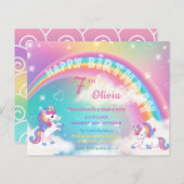 Uitnodiging Magical Rainbow Unicorn Birthday Party (Voorkant / Achterkant)