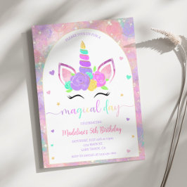 Uitnodiging Magical Rainbow Unicorn Birthday Party