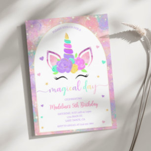 Uitnodiging Magical Rainbow Unicorn Birthday Party
