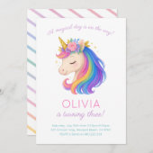 Uitnodiging Magical Rainbow Unicorn Birthday Party (Voorkant / Achterkant)