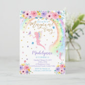 Uitnodiging Magische Rainbow Fairy Party (Staand voorkant)