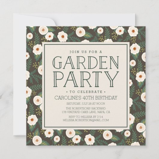 Uitnodiging Magnolia Blossom Garden Party (Voorkant)