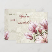 Uitnodiging Magnolia en Paisley Birthday (Voorkant / Achterkant)