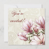 Uitnodiging Magnolia en Paisley Birthday (Voorkant)